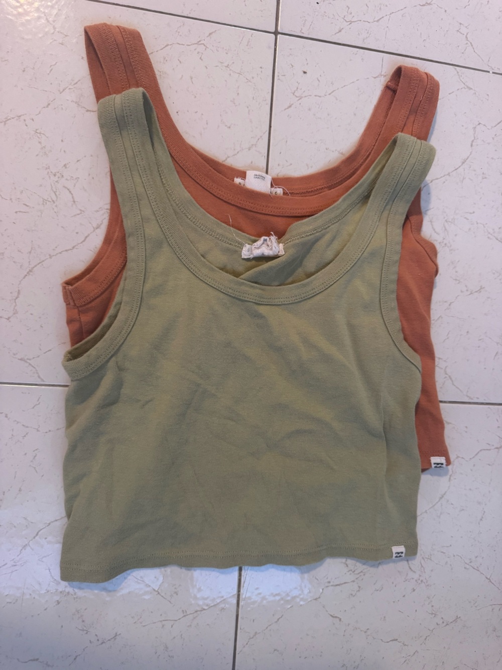 Billabong Ribbed Layer Tank — Sage Green & Rust